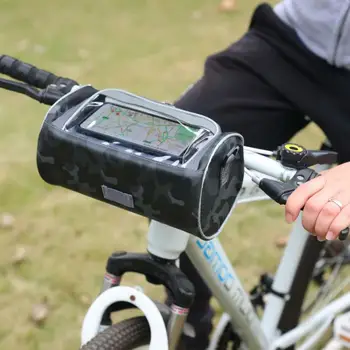 Водонепроницаемая сумка для велосипедного руля, двойная застежка-молния, Регулируемые крепежные ремни, сумка для мобильного телефона с сенсорным экраном, устойчивая к царапинам