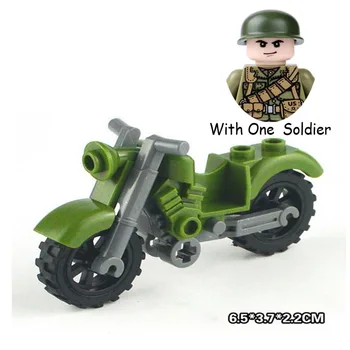 Военный Патруль, мотоцикл, Трехколесный велосипед, Армейские солдаты, Модель пушки, Строительные блоки, Фигурки, Игрушки для детей