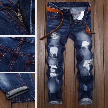 Высококачественные джинсы, мужская вышивка с дырками, корейская версия тренда на тонкие мужские брюки 2023, летний новый модный бренд
