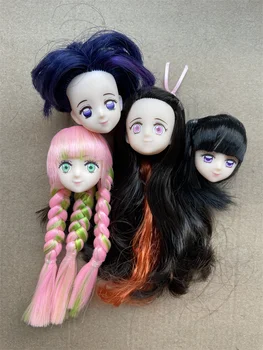 Головы кукол аниме Ликка, Красочные Детали для макияжа кукол с длинными волосами, Обучающие детей прически, Головки кукол Дженни Ликка, Аксессуары для кукол