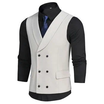 Двубортный однотонный жилет, мужской костюм, мужская деловая одежда, жилет, жилетка, модный мужской спортивный жилет, куртка fashionab