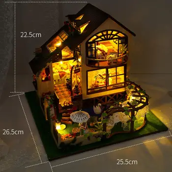 Деревянный миниатюрный кукольный домик ручной работы, кукольный домик для друзей, подарок на день рождения