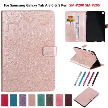 Для Samsung Galaxy Tab A 8,0 2019 S Pen SM-P200 SM-P205 Смарт-планшет Чехол-подставка из Искусственной Кожи Для Galaxy Tab A 8 P200 Кошелек Funda