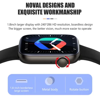 Для Xiaomi Huawei Samsung 1,81-дюймовые умные часы с Bluetooth-вызовом для мужчин, поддержка 120 видов спорта 2022, Новые женские смарт-часы с поворотными клавишами + коробка