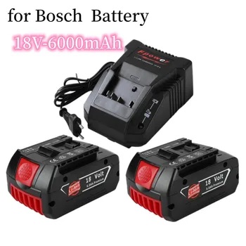 для Электродрели Bosch 18V Battery 6.0Ah 18V Литий-ионный Аккумулятор BAT609, BAT609G, BAT618, BAT618G, BAT614 + 1 зАрядное устройство