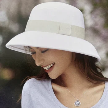Женская фетровая шляпа-купол из 100% чистой шерсти с широкими полями, Джазовая шляпа, Женская фетровая шляпа для церкви, Размер 56-58 см