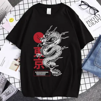 Женская футболка, винтажный свободный топ с принтом китайского дракона, Летняя новинка, футболка в стиле харадзюку с круглым вырезом и короткими рукавами, готическая уличная одежда