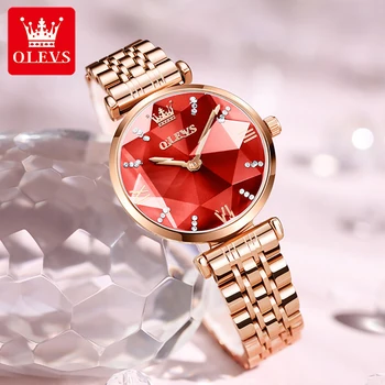 Женские часы OLEVS с водонепроницаемым ремешком из нержавеющей стали, японский кварцевый модный японский механизм, роскошные женские наручные часы 6642