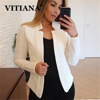 Женское тонкое пальто VITIANA, Весна 2020, женские куртки и пальто белого цвета с длинным рукавом и открытой строчкой, женская одежда размера плюс 5XL