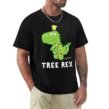 Забавная рождественская футболка с динозавром Tree Rex, топы, футболки с графическим рисунком, мужские футболки с графическим рисунком в стиле хип-хоп
