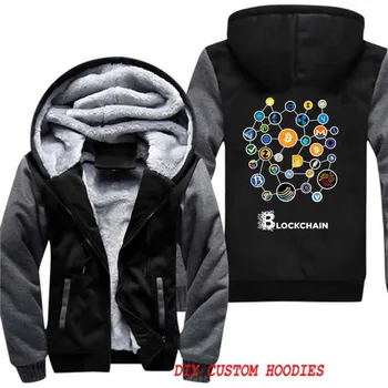 Зимние куртки Толстовка Blockchain BitCoin Litecoin Ripple Ethereum Криптовалюта Толстовка Мужской спортивный костюм Пуловер куртка 5XL