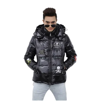 Зимняя пуховая куртка Мужская Обычная куртка с капюшоном и вышивкой, пальто для отдыха, наполнитель 95% Белый Гусиный пух, Супер Теплая куртка для пары