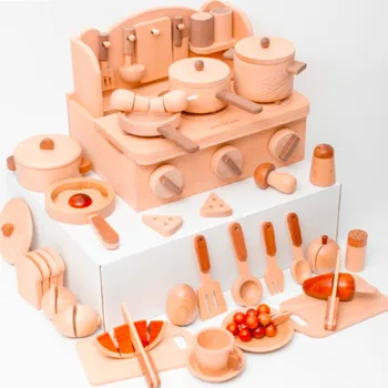 Игрушка для ролевых игр, кухонная игрушка, деревянный набор для ролевых игр, детский кухонный набор, имитация посуды, Детский кухонный набор в подарок