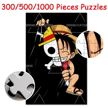Игрушки-пазлы Bandai One Piece Luffy 300/500/1000 штук Деревянные пазлы Игры для взрослых Детские развивающие игрушки в подарок HD