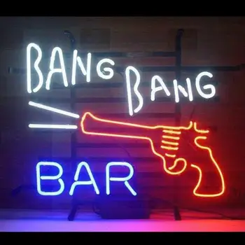 Изготовленная на заказ стеклянная Неоновая вывеска пивного бара Bang Bang Bar