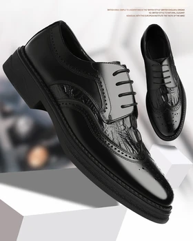 Классические деловые туфли из натуральной кожи, свадебные мужские повседневные мягкие туфли Martin, Удобная обувь на шнуровке.