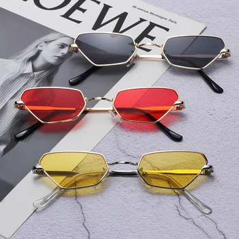 Классические ретро многоугольные солнцезащитные очки в маленькой оправе, Винтажные овальные женские солнцезащитные очки UV400, металлические очки в стиле стимпанк, женские трендовые очки