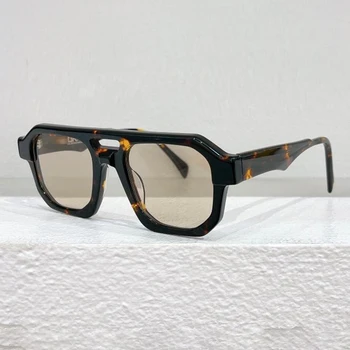 Классические солнцезащитные очки в черепаховой оправе с двойными мостиками, мужские оттенки, уличный стиль, Ручная работа, 8,0 мм Ацетатные солнечные очки для женщин