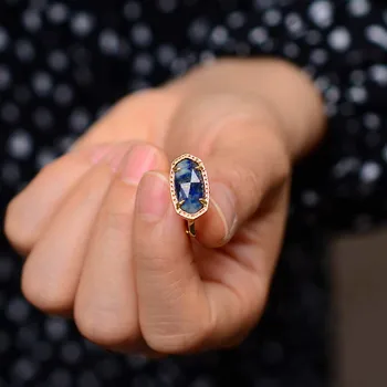 Кольцо с лазуритом в повседневном стиле, ювелирные изделия с регулируемым размером кольца для женщин
