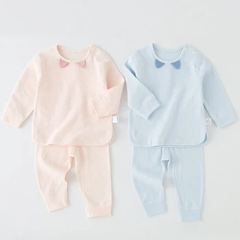 Комплект из 2 предметов, весенне-осенняя одежда для новорожденных девочек, Корейская повседневная футболка из мягкого хлопка с длинными рукавами + штаны, комплекты для маленьких мальчиков, наряды BC328