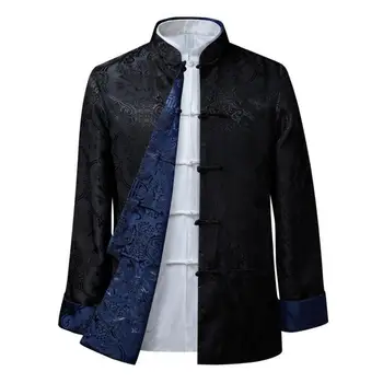 Костюм эпохи Тан, пальто в стиле Ретро, Традиционная одежда в китайском стиле с длинными рукавами, сохраняющая тепло, воротник-стойка, Винтажная китайская рубашка