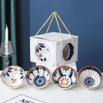 Креативный японский набор чаш подглазурная цветная чаша подарочная коробка керамическая чаша посуда подарочный набор подарочных коробок комбинированная подарочная чаша керамическая