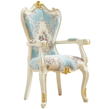 Кресло в европейском стиле, обеденный стул с подлокотником, бытовое минималистичное тканевое кресло для отдыха, стулья для столовой, стул