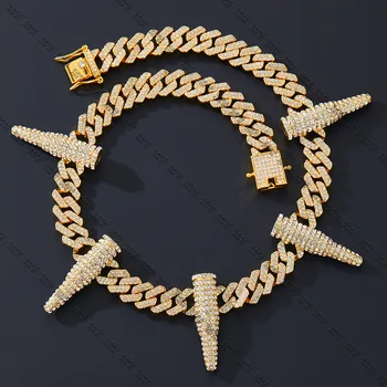 Кубинское ожерелье-цепочка с квадратным гвоздем диаметром 13 мм, украшенное льдом, в форме пули, кубинское ожерелье-цепочка для мужчин и женщин, модные украшения в стиле хип-хоп на шею, бесплатная доставка