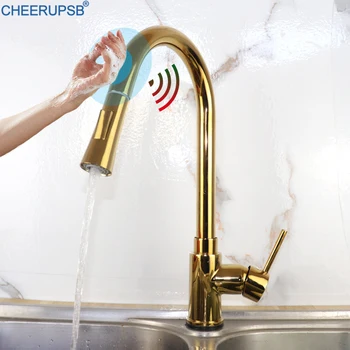 Кухонный кран Gold Touch с автоматическим выдвижным краном Smart Sensor Золотисто-медный смеситель Grifo для горячей и холодной воды, автокран Luxury Taps Torneira