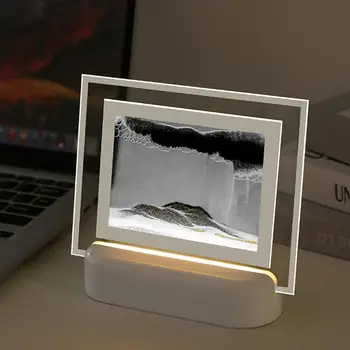 Лампа для Рисования Песком Sandscape Красочные Движущиеся Песочные Часы В Движении Орнамент USB Перезаряжаемый 3D Зыбучий Песок Art LED Night Light