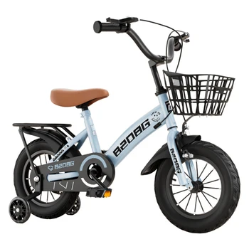 Легкий велосипед с дисковым тормозом для ребенка, 3-10 лет, флэш-тренировочное колесо, корзина на заднем сиденье, 1 шт., спицы