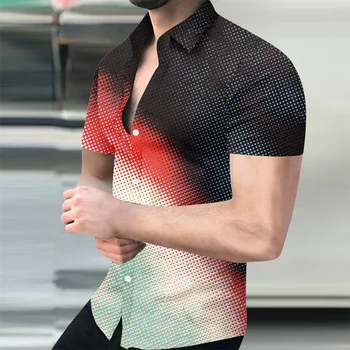Летняя мужская рубашка, новая гавайская рубашка с цифровой печатью