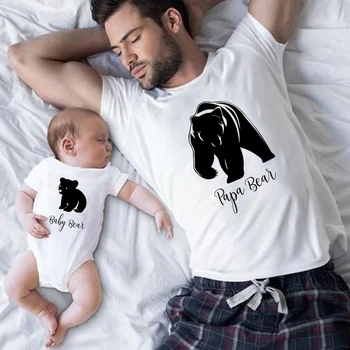 Летняя Новая семейная футболка с рисунком Папы Медведя, футболки с рисунком папы, сына, мамы и дочки, модная хлопковая ткань с коротким рукавом