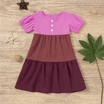 Летняя одежда для маленьких девочек Euramerican Bump Color New Fund Girl Mei Gules Платье с коротким рукавом Милая юбка Одежда для девочек