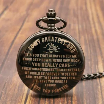 Лучший винтажный ностальгический подарок для отца, кварцевые карманные часы в стиле стимпанк, черные кварцевые карманные часы, сувенирные мужские часы