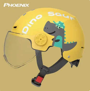Маленький Динозавр Детский шлем Девочка Спортивная каска для верховой езды Мальчик Детский Электромобиль Скутер Четырехсезонный солнцезащитный Полушлем