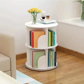 Мебель для дома Современный деревянный книжный шкаф Конструкция угловой полки из прочного дерева Книжный шкаф с возможностью поворота на 360 градусов