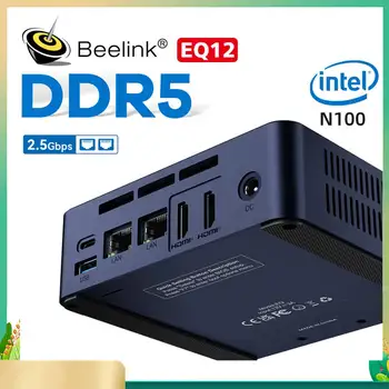 Мини-ПК DDR5 Intel 12th N100 Win 11 8GB 500GB NVME SSD 2.5GbpsType C Игровой компьютер Beelink EQ12