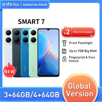 * Мировая премьера * Глобальная версия Infinix SMART 7 с 3D текстурой 6.6 Big HD + разблокировка отпечатков пальцев и защиты лица, большая батарея емкостью 5000 мАч