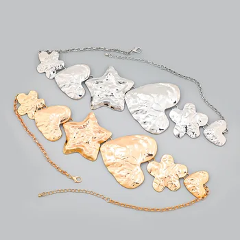 Модное металлическое ожерелье в стиле хип-хоп, подвеска в виде цветка, звезды, сердца, Ожерелье, Женская винтажная цепочка для свитера, ювелирные аксессуары Digadagu