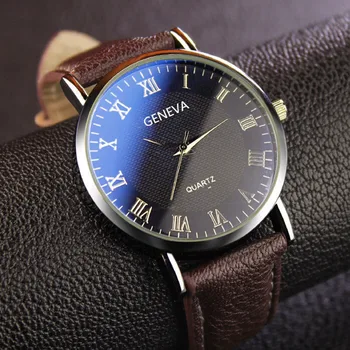 Модные кварцевые часы Three Eyes Watch, лучший бренд, роскошные мужские часы, Кожаный ремень, мужской черно-белый стеклянный ремень, мужские часы