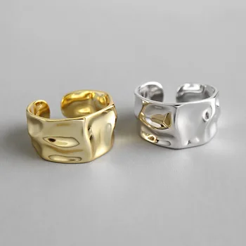 Модные Нерегулярные Вогнуто-выпуклые кольца цвета: золотистый, серебристый, Ширина кольца, Открытое кольцо на палец для женщин, Мужские ювелирные изделия Оптом