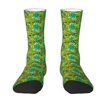 Модные носки с цветочным рисунком в стиле ретро в стиле хиппи для мужчин и женщин, стрейчевые летние Осенне-зимние носки для экипажа
