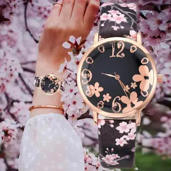 Модные Элегантные Женские Часы С Тиснеными Цветами, Маленькие Часы На Ремне Со Свежим Принтом, Женские Часы 2020 часы женские наручные reloj mujer