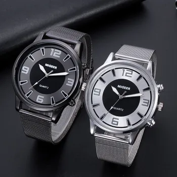 Модный мужской дизайн, сетчатый ремень из нержавеющей стали, кварцевые наручные часы из аналогового сплава, компактные изысканные наручные часы для мужчин Montre Homm