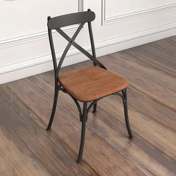 Модный уличный Ретро-железный художественный стул, обеденный стул из массива дерева, западный ресторан с чаем с молоком, мебель для отдыха с металлической спинкой