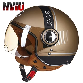 Мотоциклетный шлем BEON B-110 3/4 шлема с открытым лицом в стиле ретро для мотокросса, мотороллера, мотоциклетного шлема