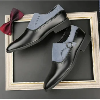 Мужская обувь, весна и осень, натуральная кожа, мужской деловой деловой костюм, кожаная обувь для жениха в британском стиле, свадебные туфли для мужчин