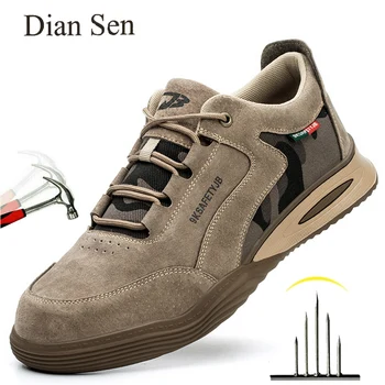 Мужская рабочая обувь Diansen со стальным носком, дышащие неразрушаемые защитные ботинки, нескользящая обувь для промышленного строительства, мужская обувь