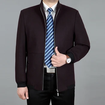 Мужская шерстяная куртка, Осеннее шерстяное пальто, бушлат, зимняя теплая шерстяная куртка, шерстяной тренч на молнии, Мужской воротник-стойка, мужская одежда